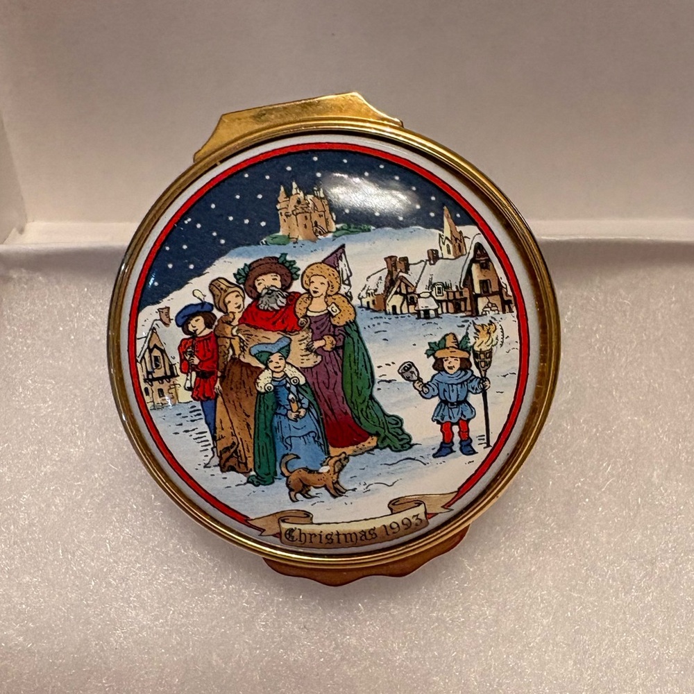 Halycon Days Enamels Christmas 1993 Trinket Box